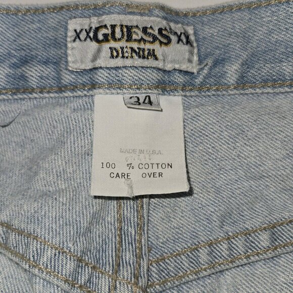 Vintage GUESS Jeans Loose Straight Leg Light Wash 34 X 29 Big Triangle Patch USA - Picture 6 of 12